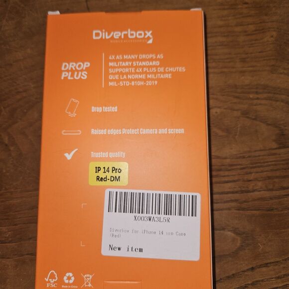 Diverbox Red Shockproof iPhone 14 Pro Max Case w/ Tempered Glass & Lens - Picture 2 of 4